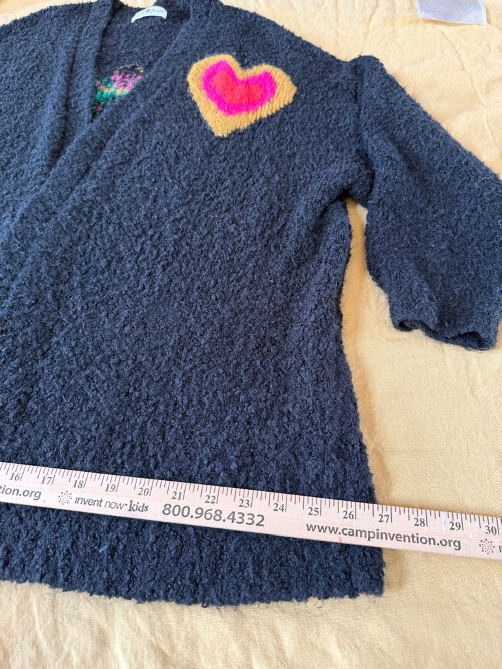 NATURAL LIFE Black L/XL oversized  Sweater Pink, Gold & Teal Heart Floral Motif - Picture 8 of 10